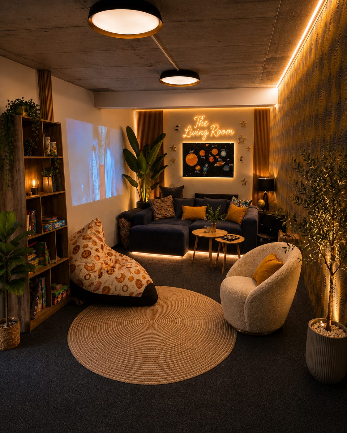 Уютната дневна и кътът за кино в The LivingRoom